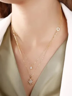 Vergulde ketting met hangers - (L)45 cm