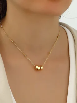 Vergulde ketting met sierelementen - (L)42 cm