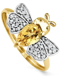 Vergulde ring met diamanten