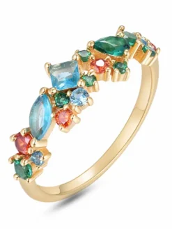 Vergulde ring met edelstenen