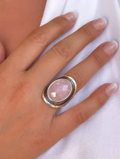 Verzilverde ring met edelstenen