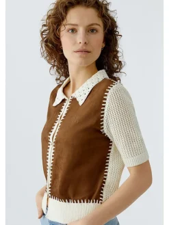Vest bruin/crème