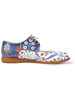Veterschoenen wit/blauw