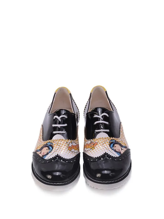 Veterschoenen wit/zwart/meerkleurig