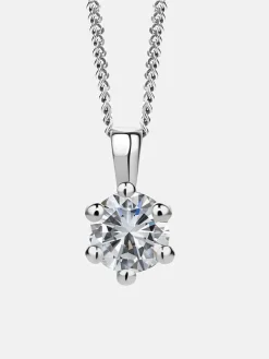 Witgouden ketting met diamanten hanger - (L)45 cm