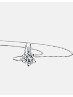 Witgouden ketting met diamanten hanger - (L)45 cm