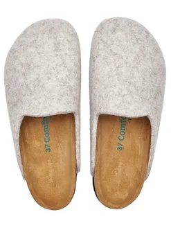 Wollen pantoffels beige