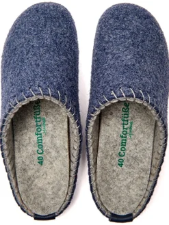 Wollen pantoffels donkerblauw