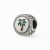 Zilveren bead met edelstenen