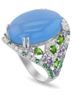 Zilveren ring met edelstenen